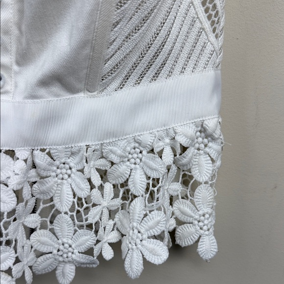 Self-Portrait White Floral Lace Blouse crochet off shoulder top with bows size 2 - Picture 7 of 9